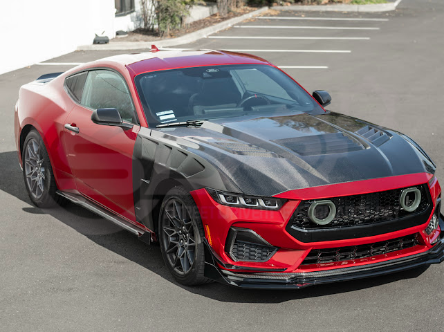 2024-Up Ford Mustang S650 | GTV Style GLOSSY BLACK Add-On Front Lip Splitter Ground Effects